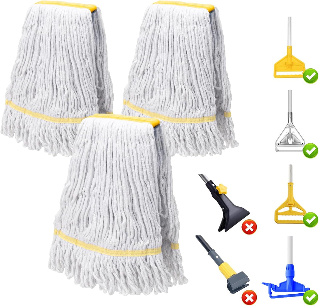 KeFanta 3 Pack Heavy Duty Commercial Mop Head Replacement, Blue