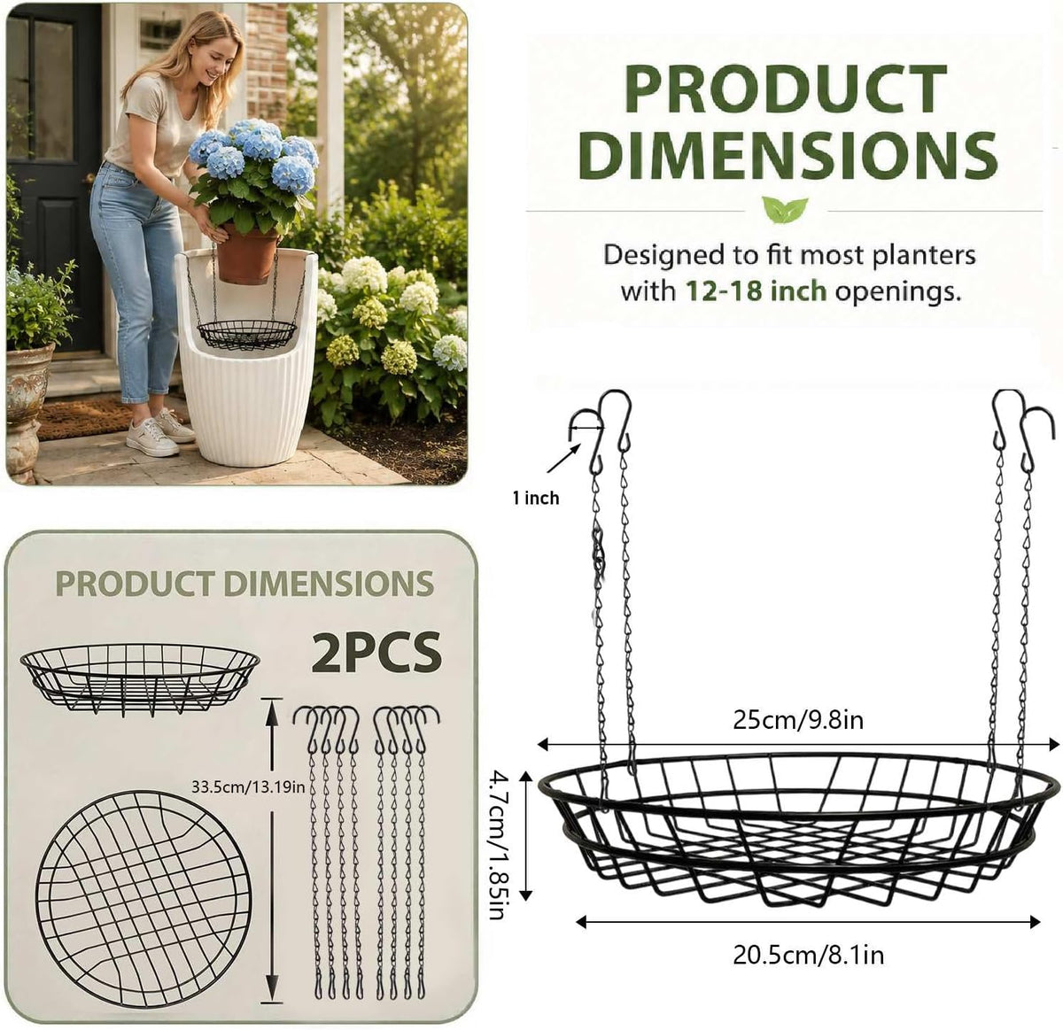 2 Pcs Plant Riser for Inside Pots, Planter Insert for Large Pot