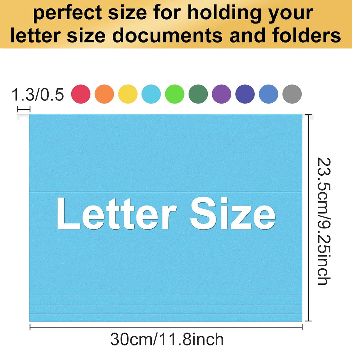 Hanging File Folders, 60 Pack Letter Size Hanging File folders with 1/5-cut Tabs, Stay Organized for Your Home and Office Bulk File, Documents and Paper, 10 Colors