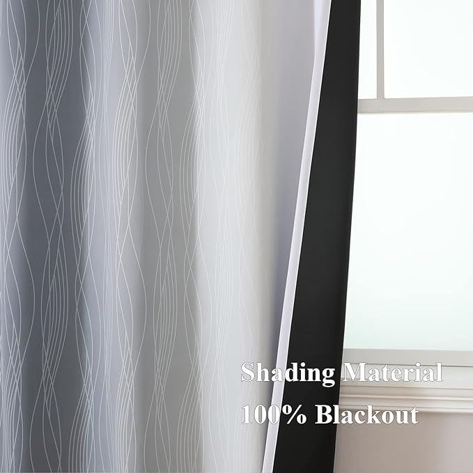 Estelar Textiler Full Room Darkening Greyish White and Grey Blackout Curtains - Image 5