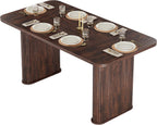 Garvee Dining Table for 6-8 People - 62" Long Kitchen Table, Black Walnut