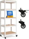 House White 24.4" W 5 Tier Rolling Storage Shelves Metal Cart