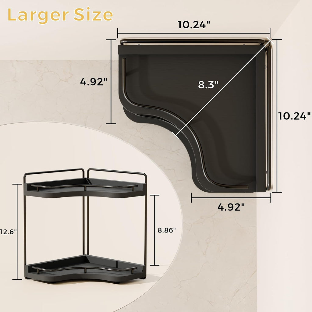 2-Tier Corner Bathroom Counter Organizer for Storage, Black