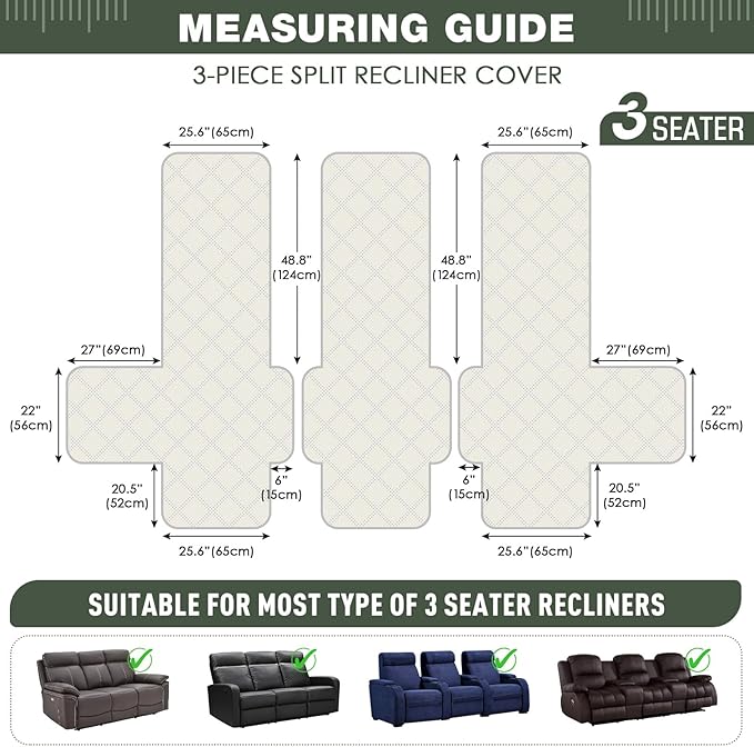 TAOCOCO 100% Waterproof Recliner Sofa Cover, Non Slip Split Couch Covers - Image 2