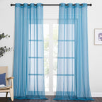 NICETOWN Voile Sheer Turquoise Curtains 90 inch Length, Grommet Airy Voile by NICETOWN