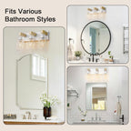 IZORRO Farmhouse Bathroom Vanity Light, 3-Light Wood Bathroom Light Fixtures Over Mirror, Matte White Industrial Vanity Lights with Metal Shade, Rustic Restroom Lighting Fixtures