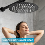 HUCKLE Matter Black Shower Faucet Set, 10 Inch Round Rainfall Shower System