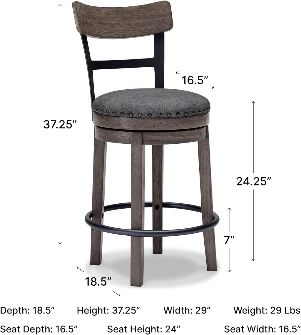 Signature Design by Ashley 1-Piece Swivel Counter Height Bar Stool, Gray