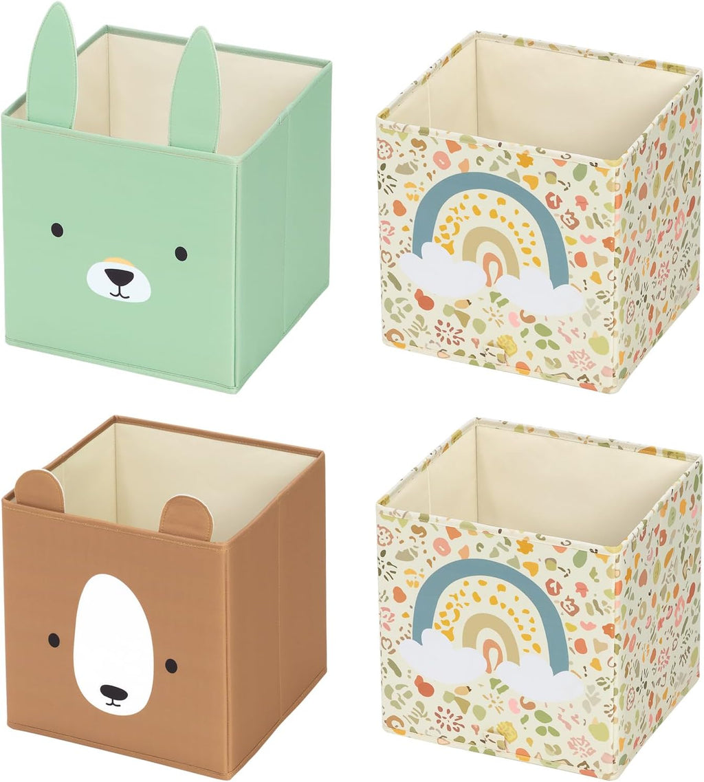 OOOK 4 Pack Foldable Fabric Storage Bins, 11.4" x 10.6" x 11.8"