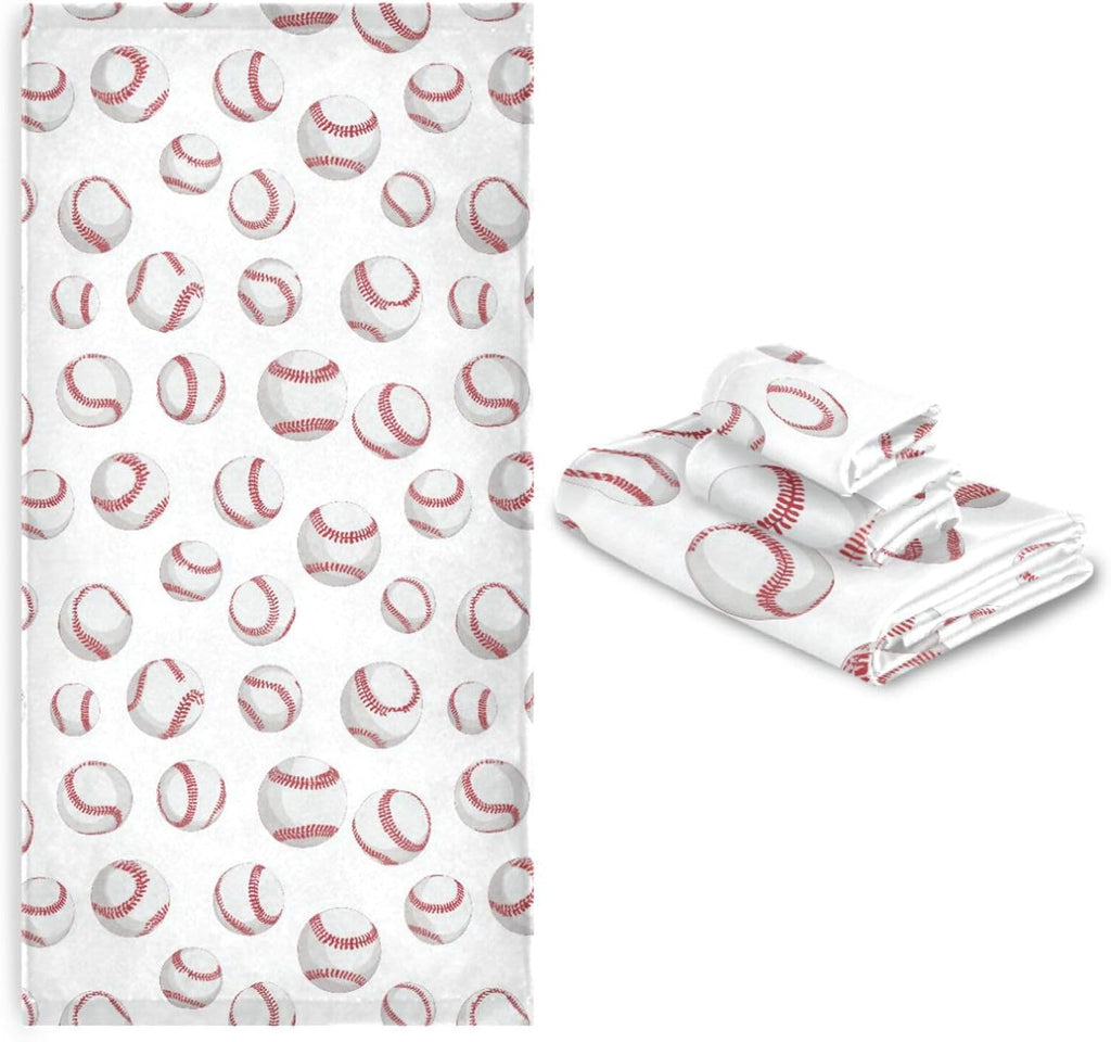 Naanle Stylish Baseball Lace Pattern Soft Luxury Decorative Set of 3 Towels, 1 Bath Towel+1 Hand Towel+1 Washcloth, Multipurpose for Bathroom, Hotel, Gym, Spa and Kitchen