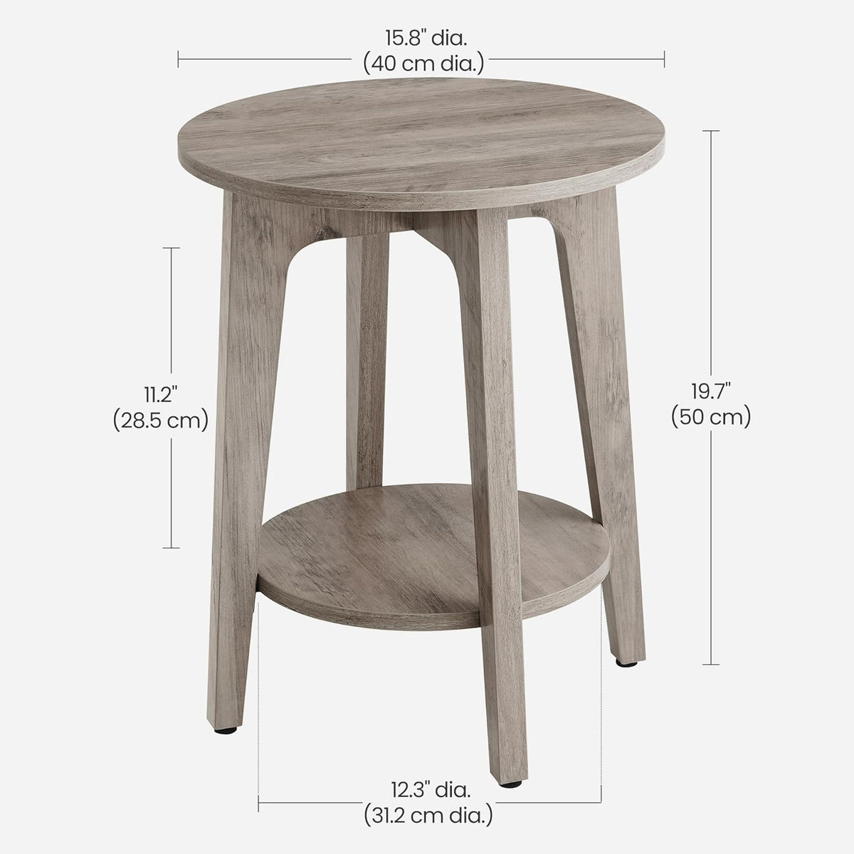 VASAGLE Round Side Table with Lower Shelf, End Table for Small Spaces