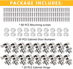 20 Pack Soft Close Cabinet Door Hinges for 1/2 Inch Overlay Cupboard, 105 Degree Opening Angel, Stainless Concealed Kitchen Cabinet Hinges with Mounting Screws, Manual and Door Bumpers