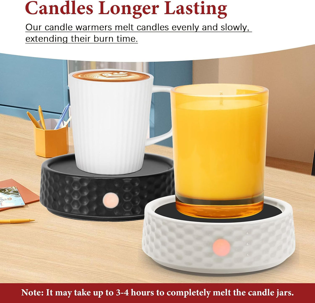 Electric Large Candle Warmer Plate - Ceramic Candle Wax Warmers for Jar Candles, Coffee Mug Warmer Cup Warmers for Home Office Aromatherapy Fragrance and Heating Beverage (Black and White Honeycomb)