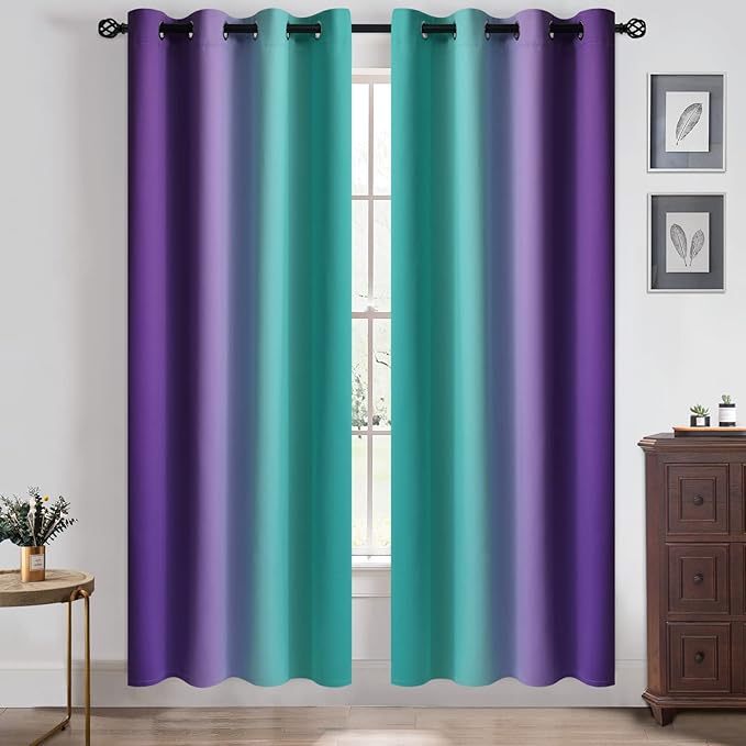 Yakamok Ombre Teal and Purple Curtains by Yakamok