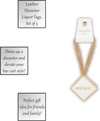 Santa Barbara Design Studio Leather Decanter Liquor Tags, Set of 5, 2-Inch, White/Gold