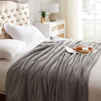 Fleece Blanket King Size Grey Lightweight Super Soft Cozy Luxury Bed Blanket - Image 3