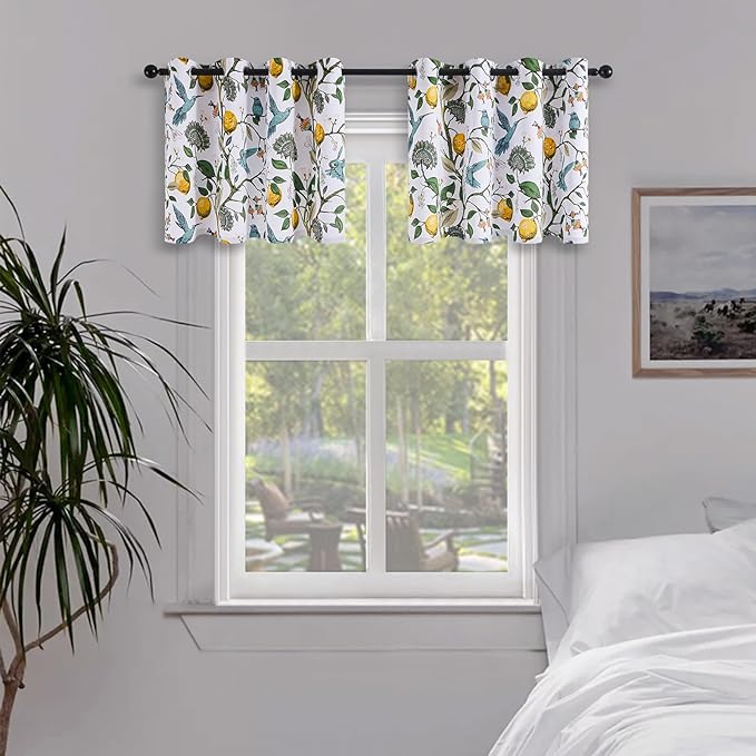 Topfinel White Kitchen Room Darkening Valances 24 Inch Length Vintage Botanical by Topfinel