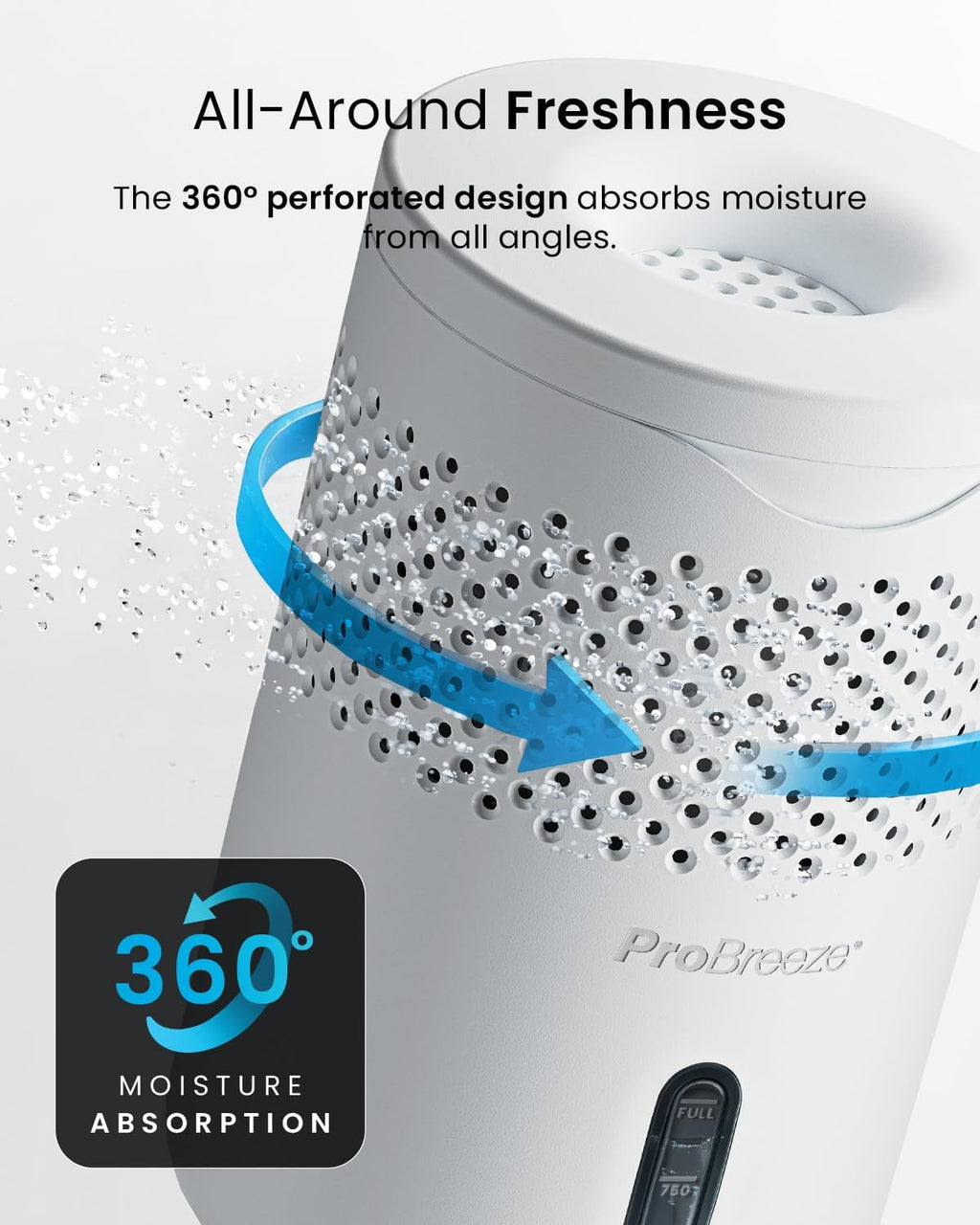 Pro Breeze Osmo Moisture Absorber, 100 Day Lasting Tablet Included, 44 fl.oz, Odor Eliminator, Trap Excess Moisture, Humidity Absorber for Closet, Bathroom, Bedroom & RV, Fragrance Free, White