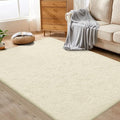 Circle Rug for Bedroom: 4FT Cream White Round Fluffy Shag Soft Washable Rugs by VECARF