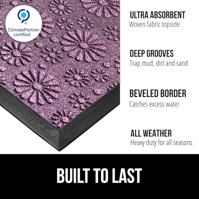 GORILLA GRIP 100% Waterproof All-Season WeatherMAX Doormat, Durable Natural - Image 2