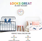 Oyster&Pop Rainbow Kids Wall Clock - Silent 10" Analog Learning Clock