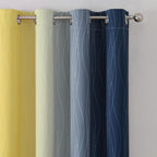 Estelar Textiler Navy Blue and Yellow Blackout Curtains 45 Inch Length - Image 4