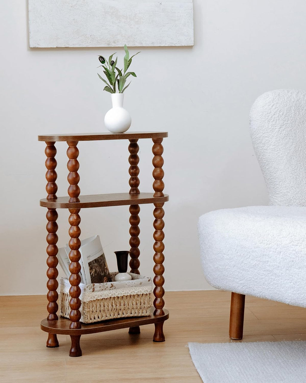 3-Tier Narrow Side Table, Slim End Table for Small Spaces