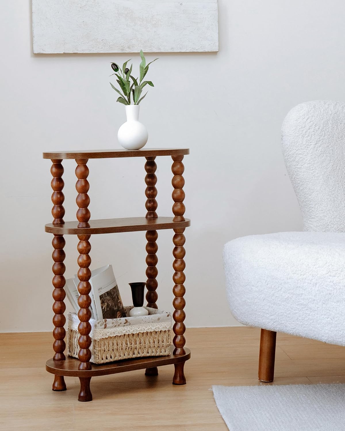 3-Tier Narrow Side Table, Slim End Table for Small Spaces