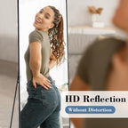 DUMOS 56"x15" Full Length Mirror with Stand, Full Body Mirror, Black