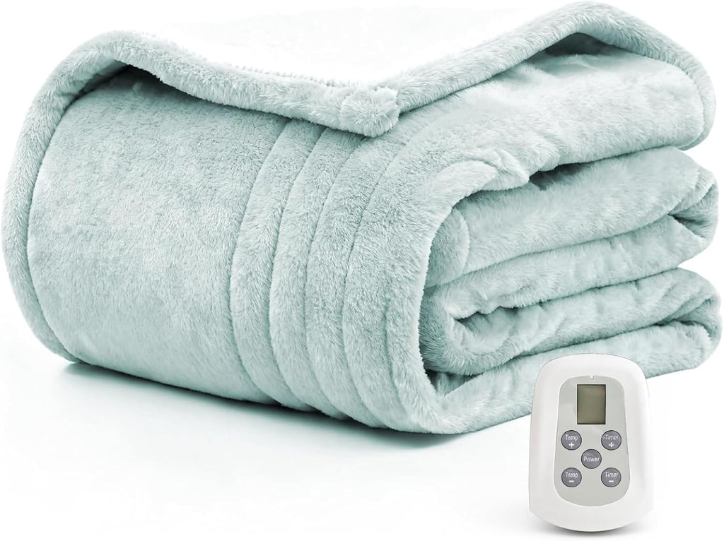 Heated Blanket Electric Throw Blanket with Built-in Button Controller