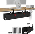KEEGH No Drill Fabric Under Desk Cable Management Tray 28 in,Black