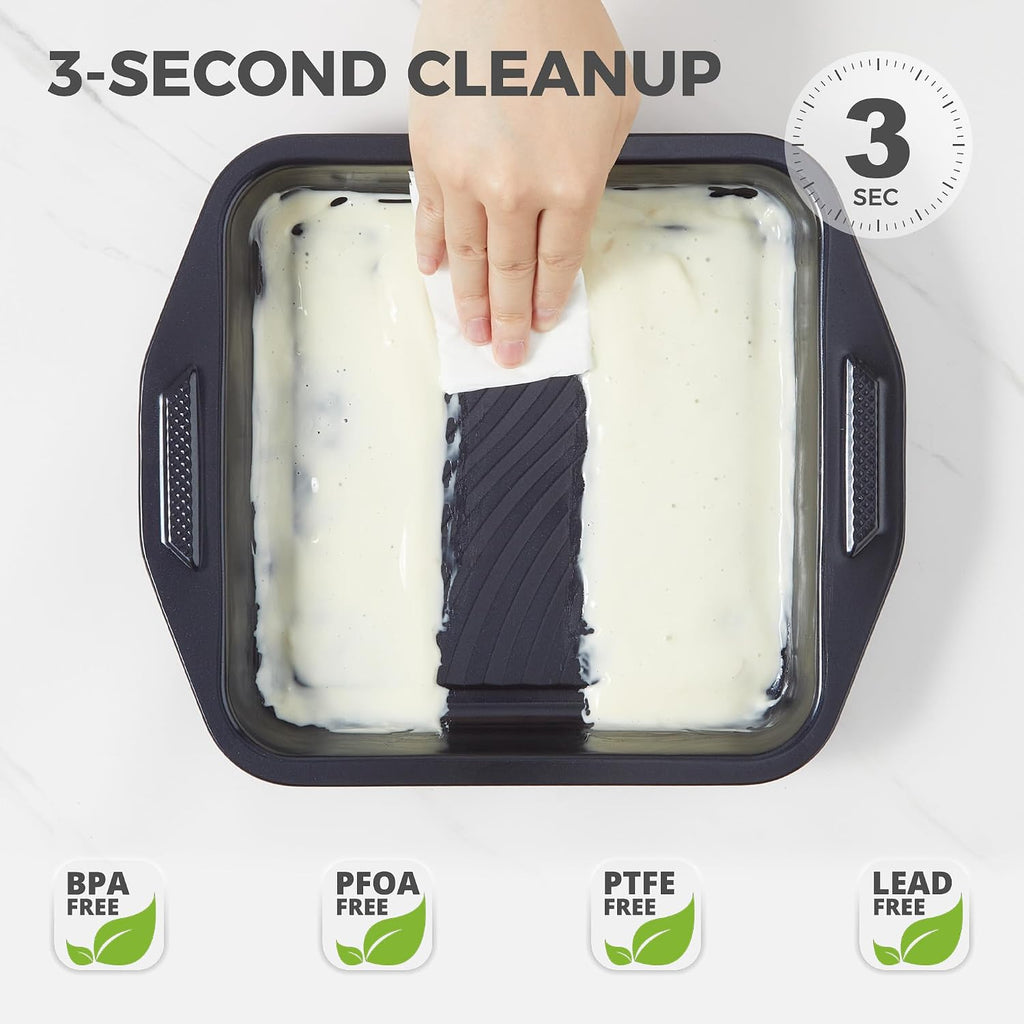 9-Piece Nonstick Bakeware Set, Non-Toxic Baking Pans Set, Shimmer Blue