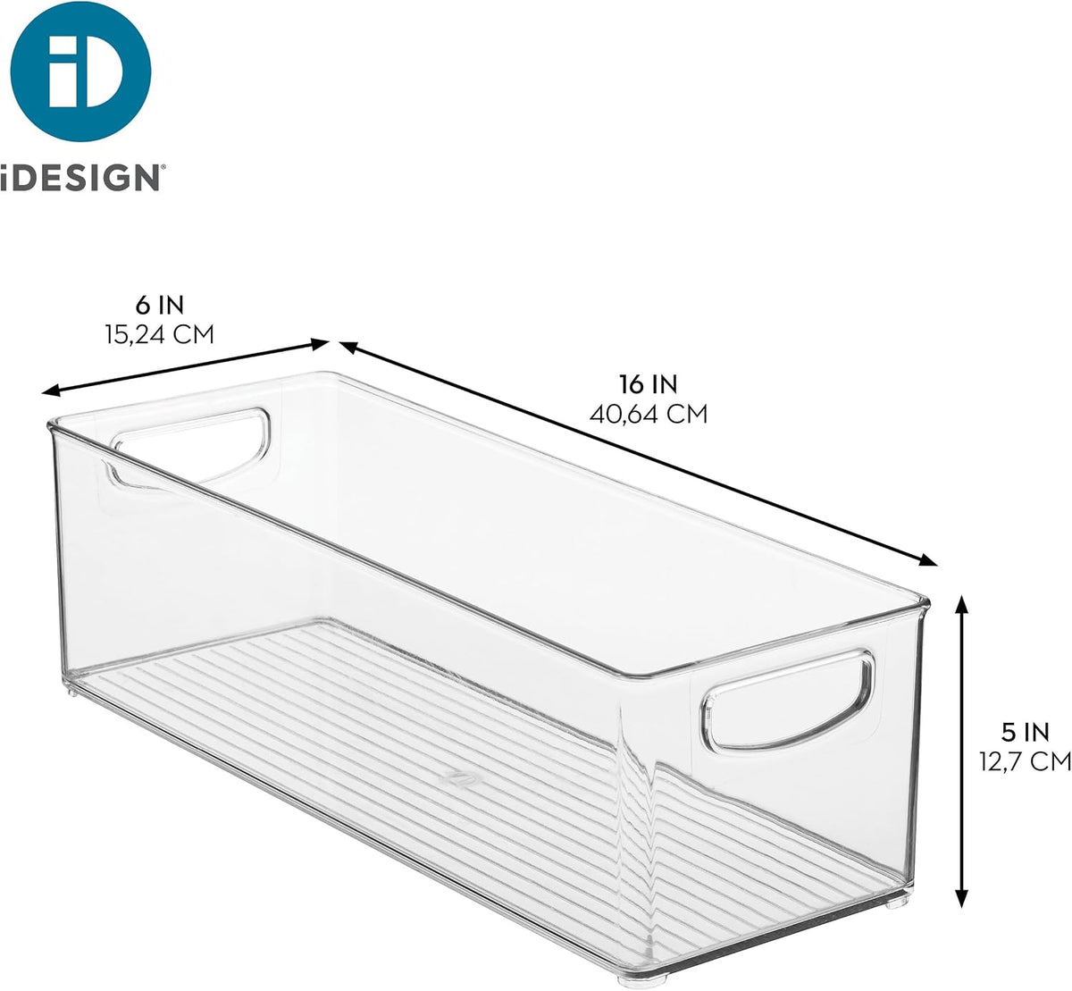 iDesign Plastic Stackable Pantry Bin with Handles, Set of 4, Clear