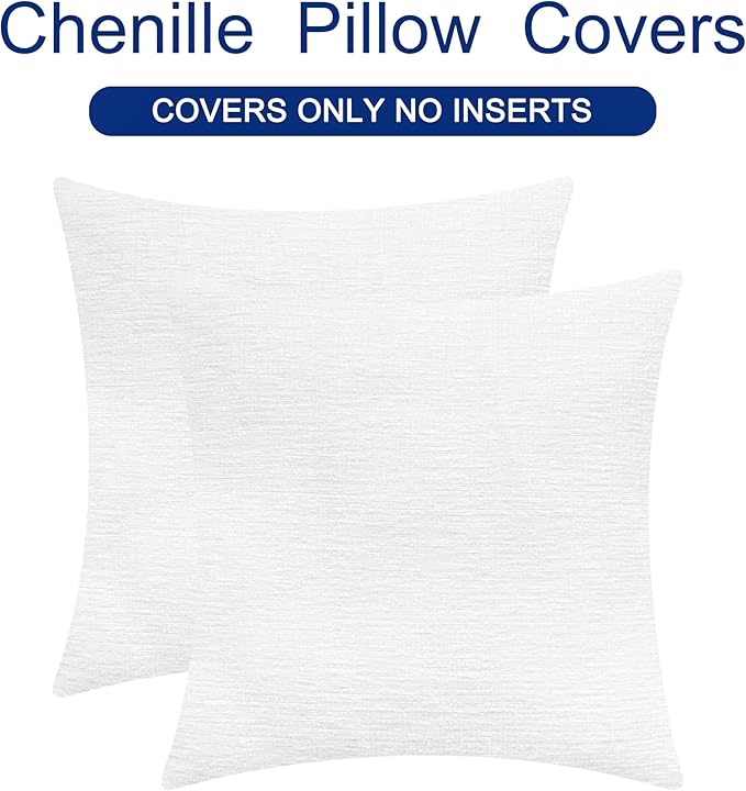 CaliTime Throw Pillow Covers Decorative 18 X 18 Inches Pack of 2 Cozy Chenille - Image 6