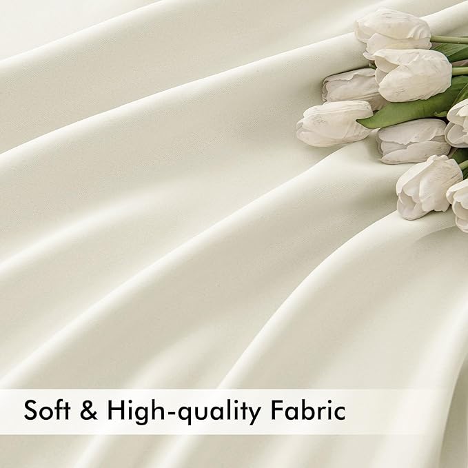 MIULEE Cream Back Tab Blackout Curtains 63 Inch Length 2 Panels Set - Image 6