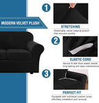 H.VERSAILTEX Real Velvet Plush 3 Piece Stretch Sofa Covers Couch Covers - Image 3