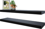BAMEOS Floating Shelves, 31W x 8D Wall Mounted Display Shelves with Invisible Brackets, Set of 2 | Lightweight Décor Shelf for Bedroom, Living Room, Bathroom & Entryway Black