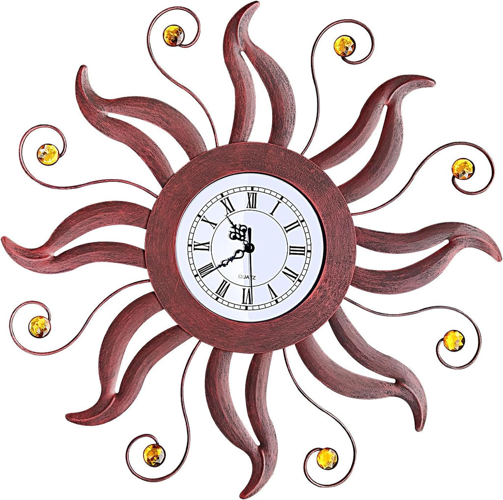 18.7 Inch Large Sun Wall Clock Mid Century Modern for Living Room Decor