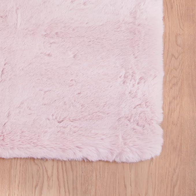ORINOVA Pink Fuzzy Faux Washable Fluffy Fur Area Rugs - Image 8