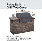 Classic Accessories Ravenna Water-Resistant 32 Inch Built-in BBQ Grill Top Cover, Black