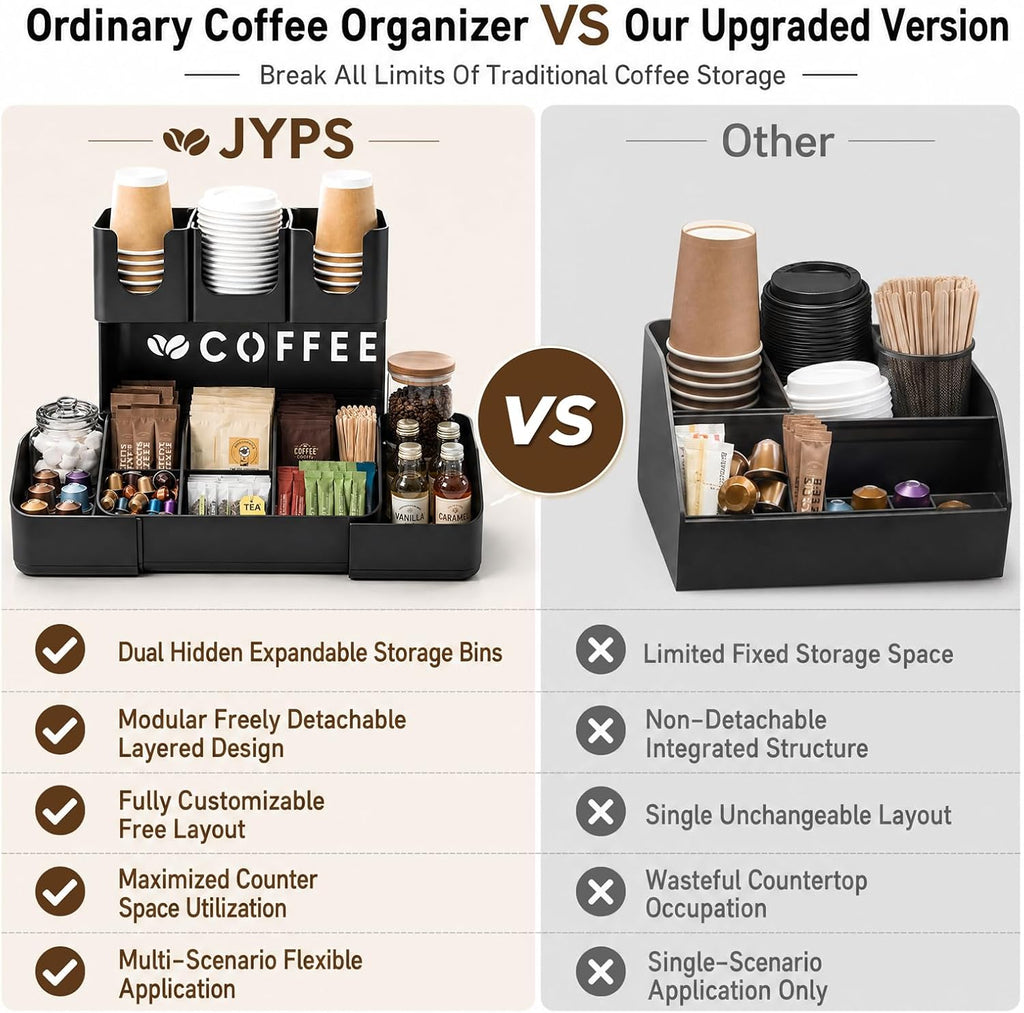 JYPS Double-Deck Coffee Organizer – 11 Large Compartments