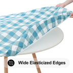 Smiry 57"-68" Picnic Table Cloth, Flannel Backed Vinyl Fitted Tablecloths