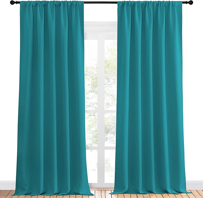 NICETOWN Peacock Blue Blackout Curtains Panels - Image 2