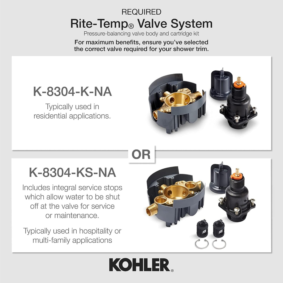 Kohler K-TS97074-4Y-CP Pitch Rite-Temp Bath and Shower Trim Kit, 2.5 GPM, Polished Chrome