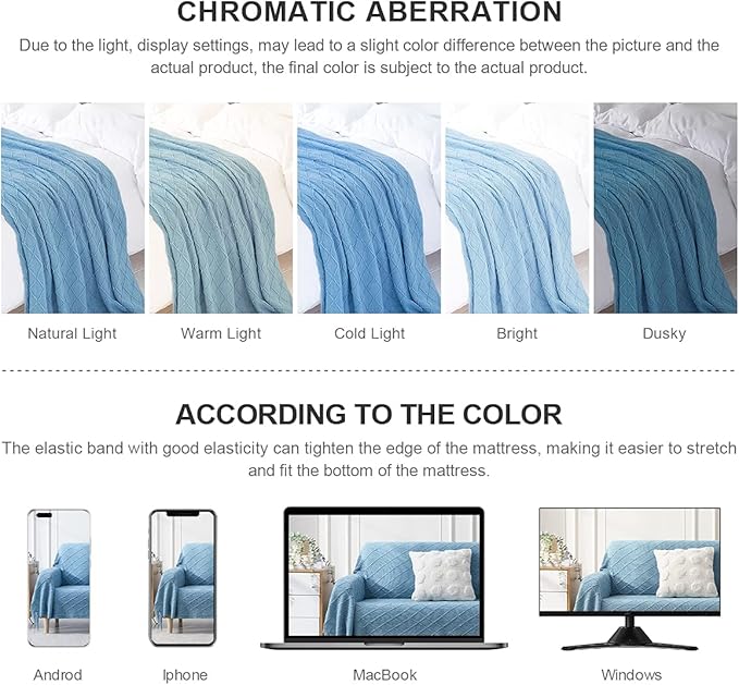 BOURINA Blue Throw Blanket 50 x90 Inches Throw Textured Solid Soft Sofa Throw - Image 5