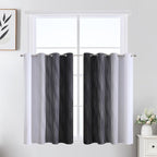 Estelar Textiler Black and Greyish White Ombre Short Blackout Kitchen Curtains - Image 2