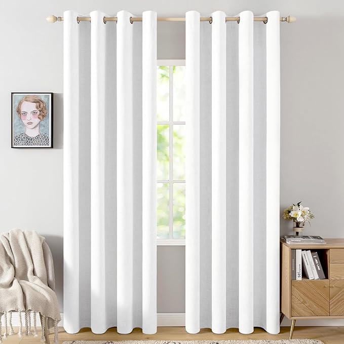 MIULEE 90 Inches Linen Textured Curtains by MIULEE
