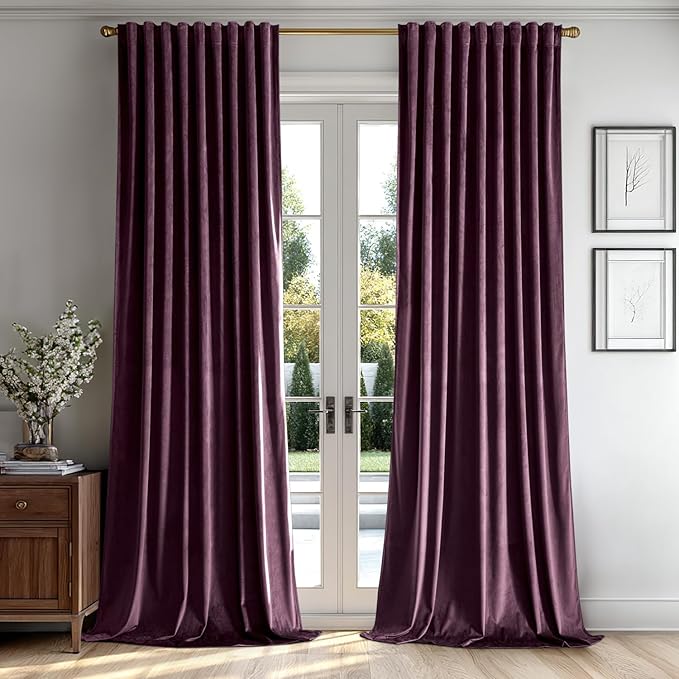 MIULEE Dark Purple Velvet Curtains 108 inches by MIULEE