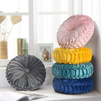 HIG Set of 2 Decorative Round Pleated Throw Pillows, Classy Accent Pumpkin - Image 8