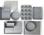 Calphalon Titan 10-Piece Nonstick Bakeware Set, Baking Sheet Set, Steel Core PFA-Free Nonstick Coating, Oven Safe, Includes Sheet Pans, Muffin Pan, Round Cake Pans, Loaf Pan and Cooling Rack - Silver